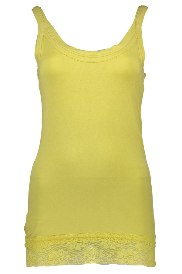 Top canotta chic gialla in pizzo giallo