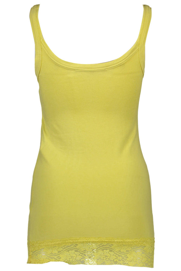 Top canotta chic gialla in pizzo giallo