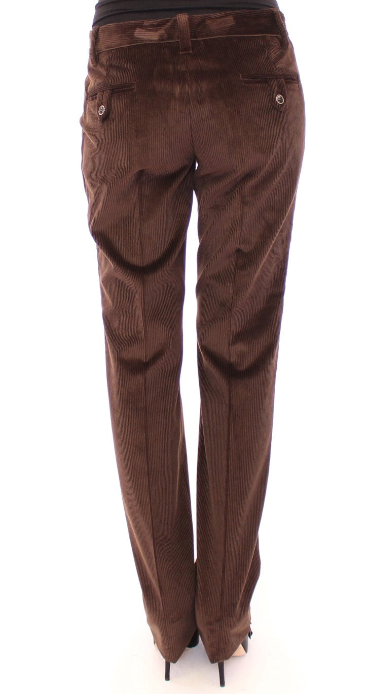 Eleganti pantaloni di cotone marrone