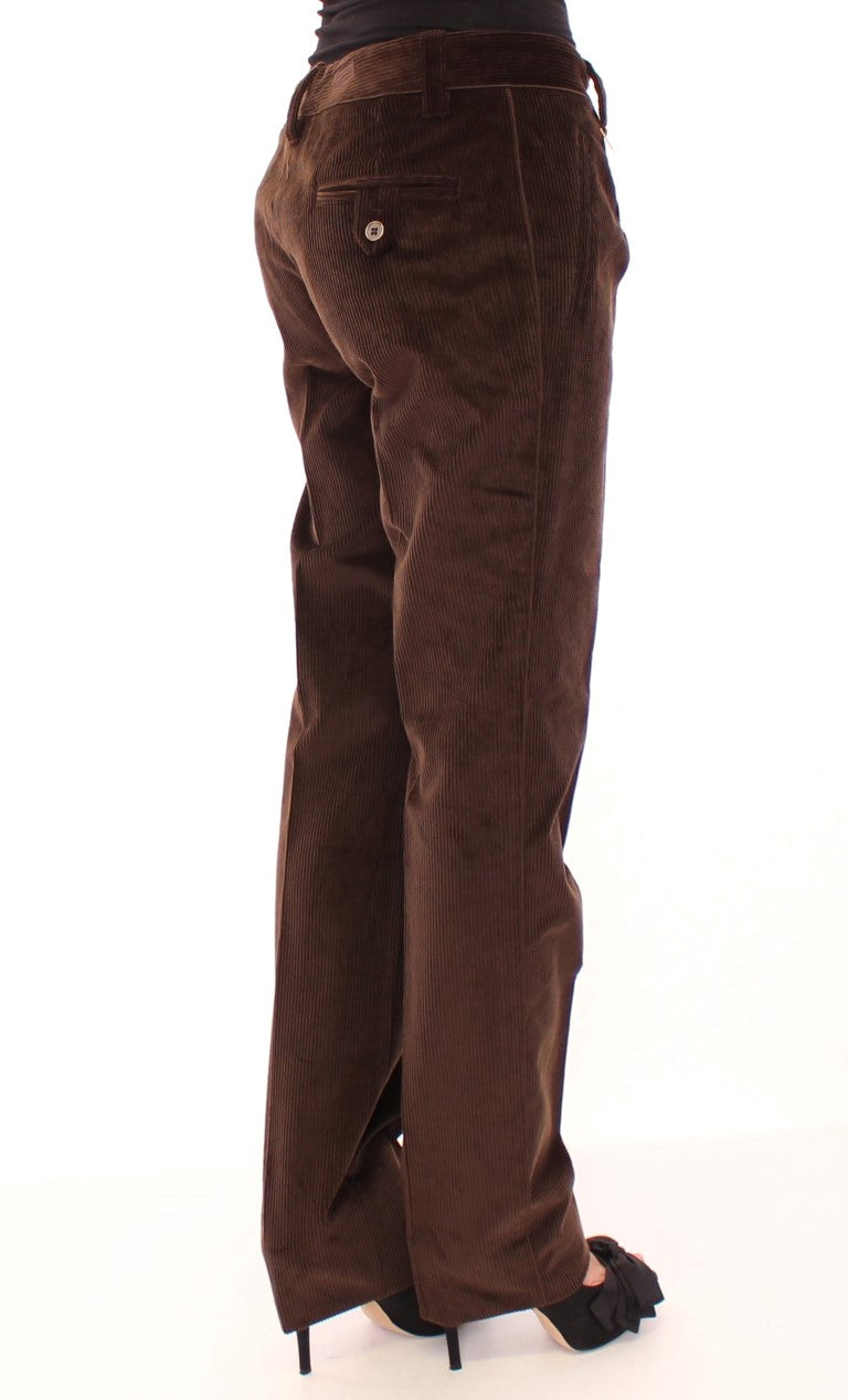 Eleganti pantaloni di cotone marrone