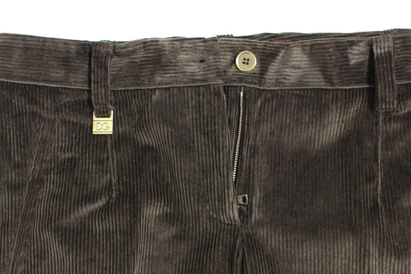 Eleganti pantaloni di cotone marrone