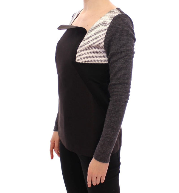 Maglione chic tri-tone a maniche lunghe