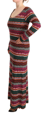 Multicolor Striped Long Sleeve Sheath Dress