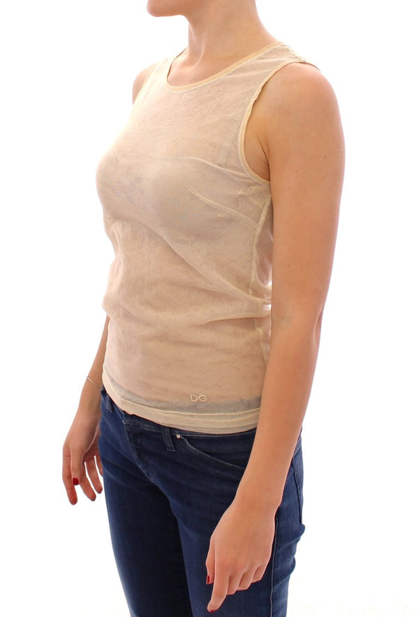 Elegante blusa de camiseta de tanque beige