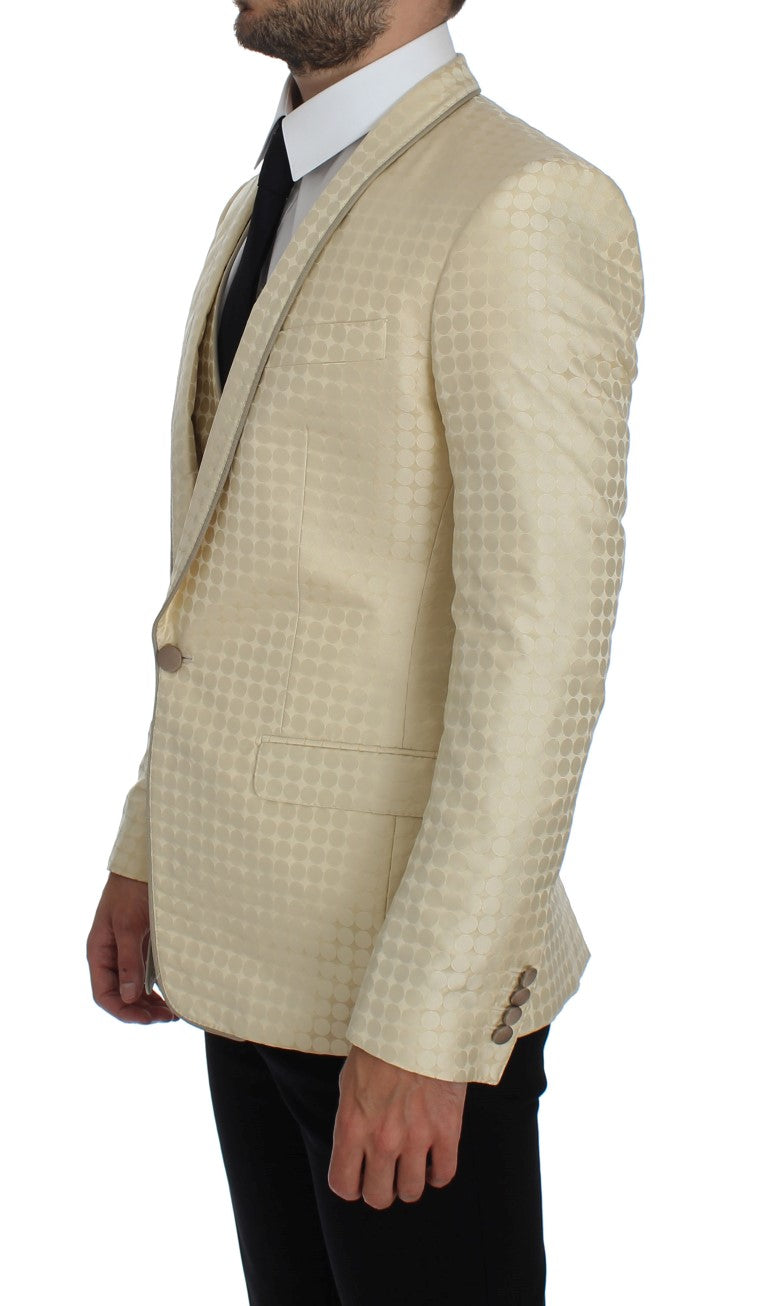 Blazer e gilet tratteggiato da pois beige sofisticato