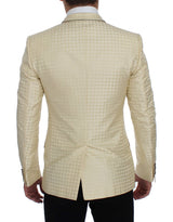 Sofisticado Blazer y chaleco de lunares de polka beige