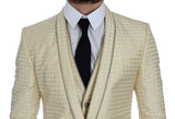 Sofisticado Blazer y chaleco de lunares de polka beige