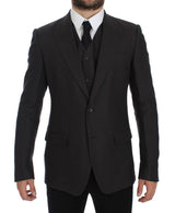 Eleganter grauer Leinen schlanker Fit Blazer und Weste