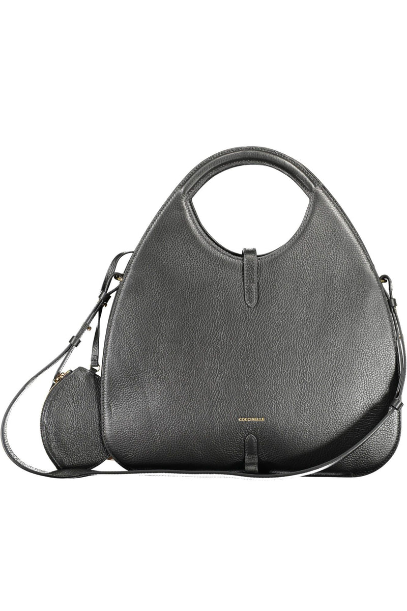 Elegante borsa in pelle nera con cinturino rimovibile