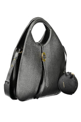 Elegante borsa in pelle nera con cinturino rimovibile