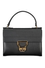 Chic Black Leather Handbag with Twist Lock