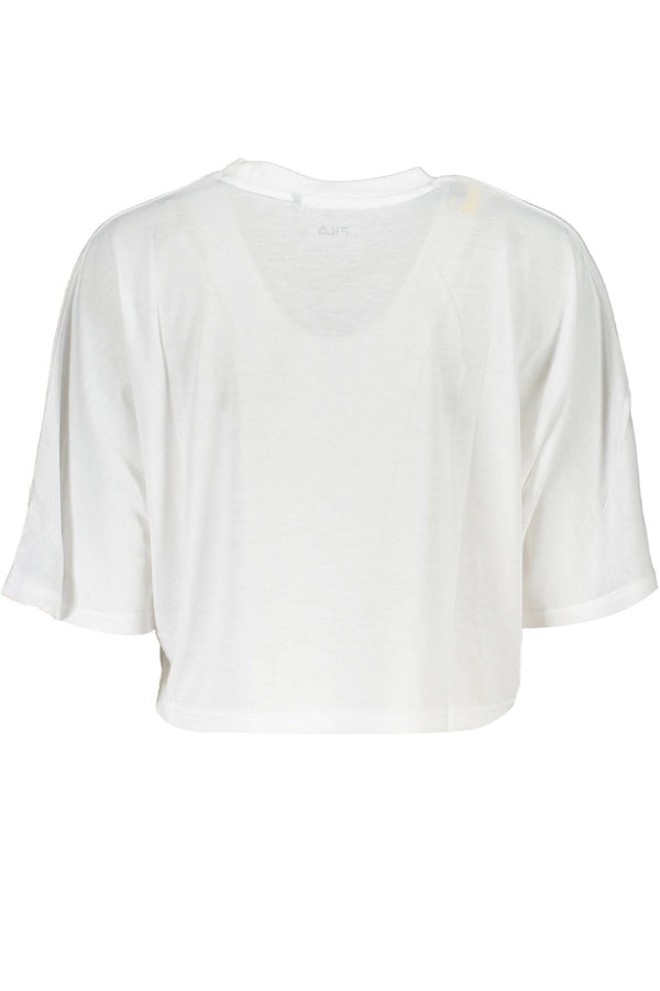 Elegant White Logo Tee with Wide Neckline