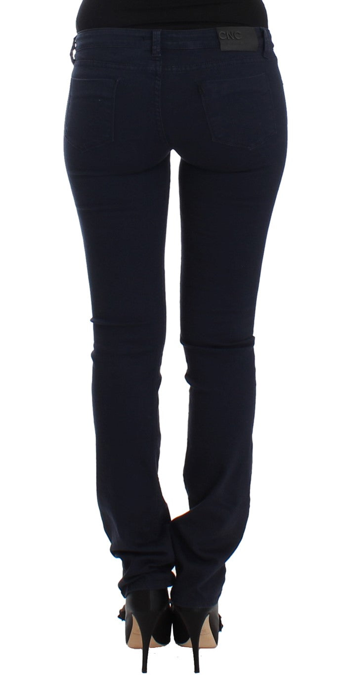 Chic bleu droit de la jambe de la jambe