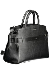 Chic Black Handbag with Contrasting Details