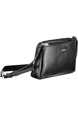 Elegant Black Recycled Polyester Shoulder Bag