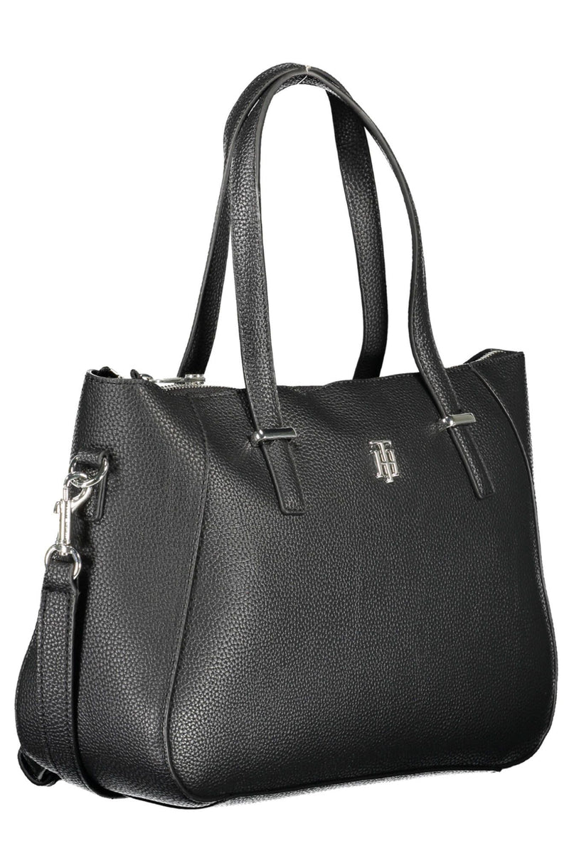 Chic Black Contrasting Detail Tote Bag