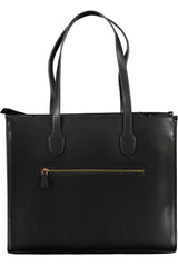 Bolso de hombro de poliuretano negro elegante