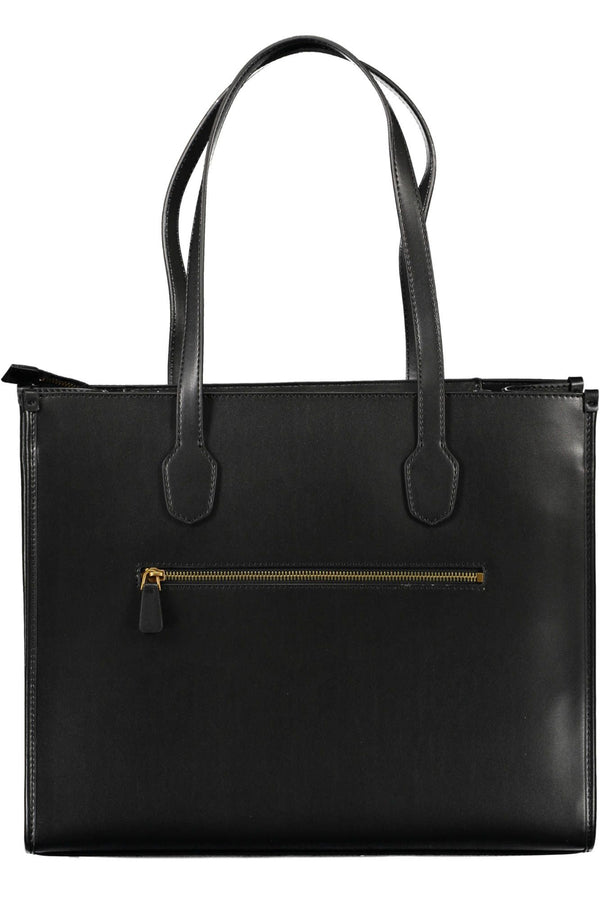 Bolso de hombro de poliuretano negro elegante