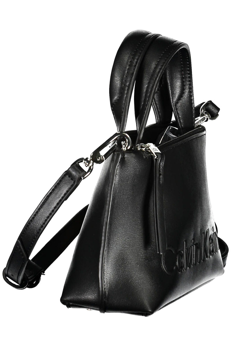 Black Polyester Women Handbag