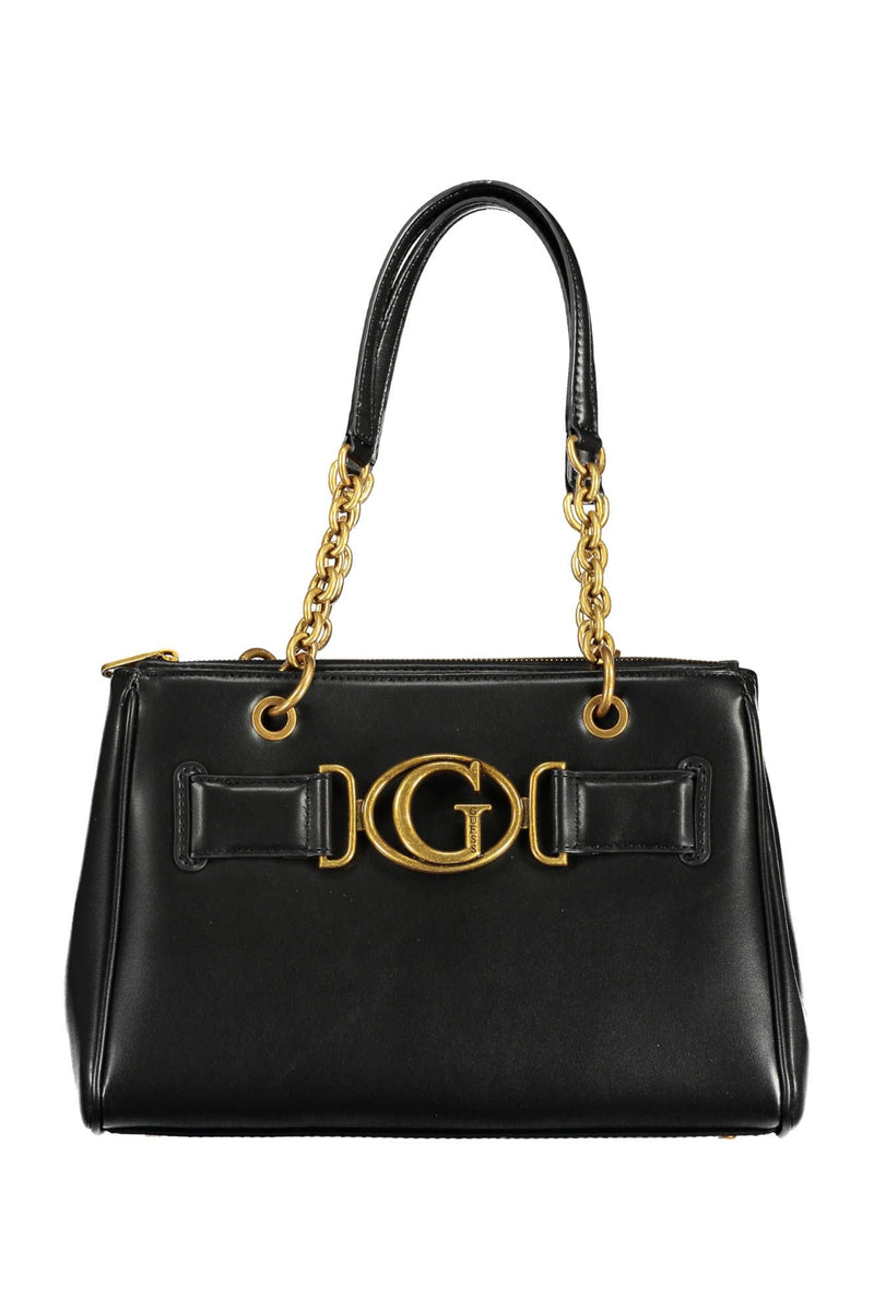 Chic Black Contrasting Detail Dual-Griff-Tasche