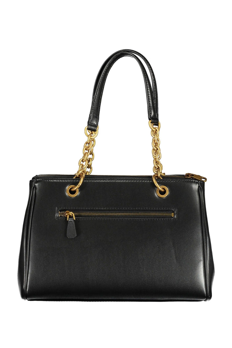 Chic Black Contrasting Detail Bag à double manche