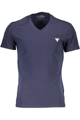 T-shirt bleu slim à col en vlobage élégant