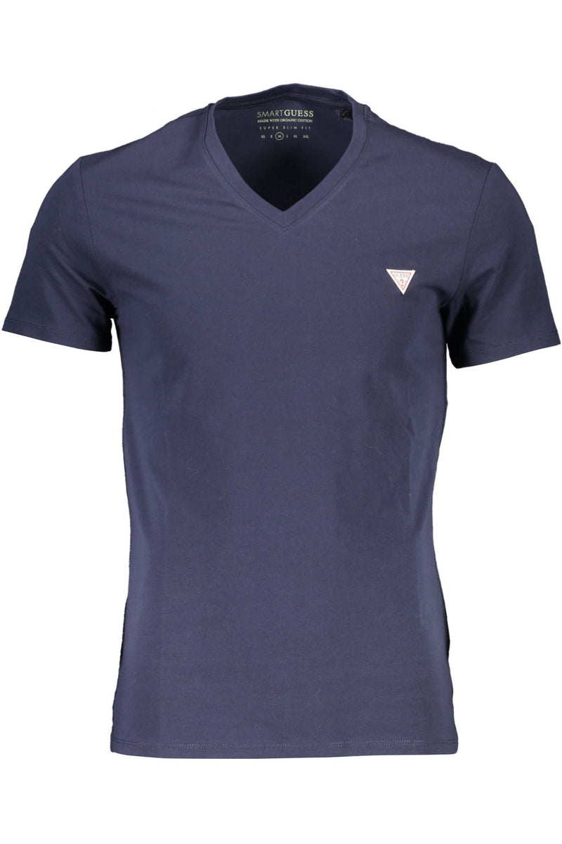 T-shirt bleu slim à col en vlobage élégant