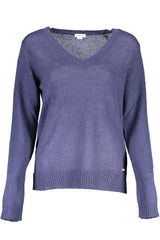 Chic V-Ausck-Logo-Pullover in Blau