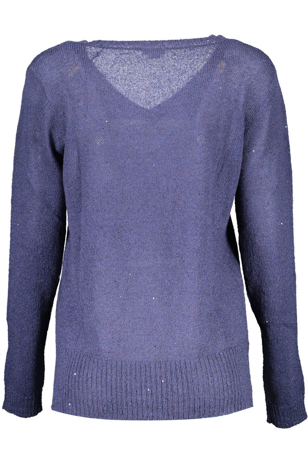 Chic V-Ausck-Logo-Pullover in Blau