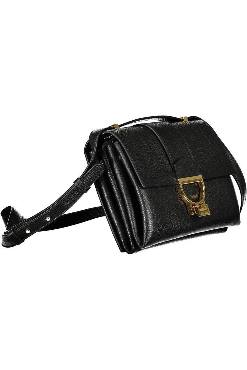 Bolso de hombro de cuero negro elegante