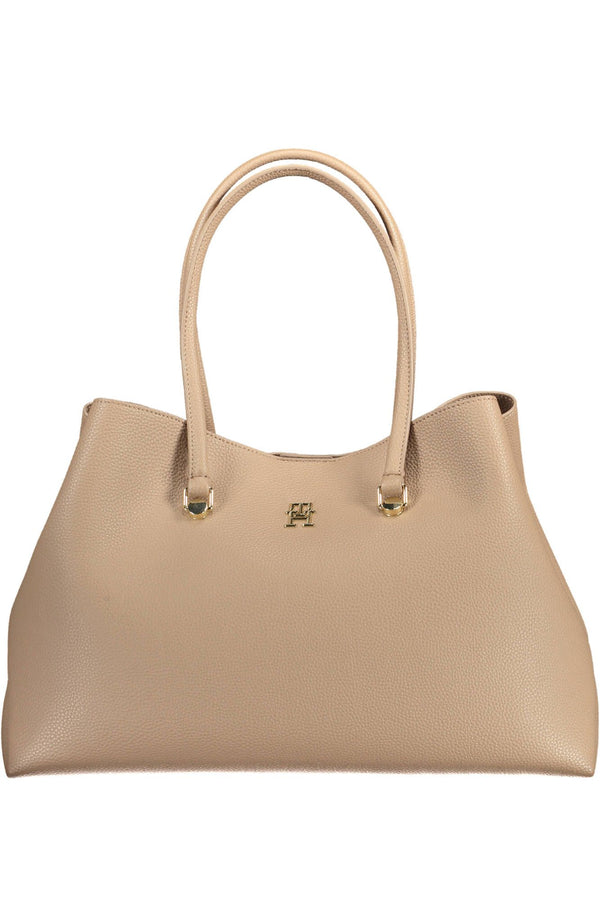 Chic Beige Double Compartment Shoulder Bag