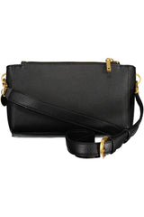 Chic Contrasting Black Polyurethane Handbag