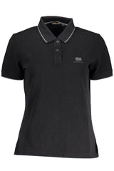 Polo noir à manches courtes élégant avec broderie