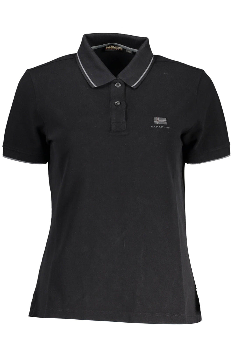 Elegant Short-Sleeved Black Polo with Embroidery