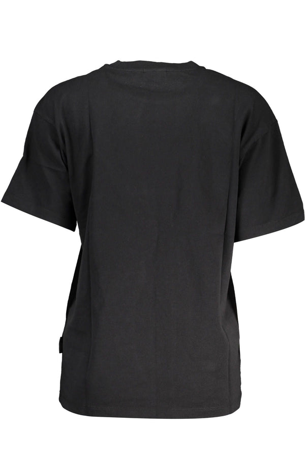 Chic Black Round Neck -T -Shirt mit Signature Druck