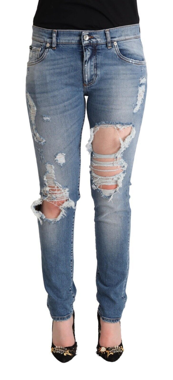 Jean skinny en denim en détresse chic