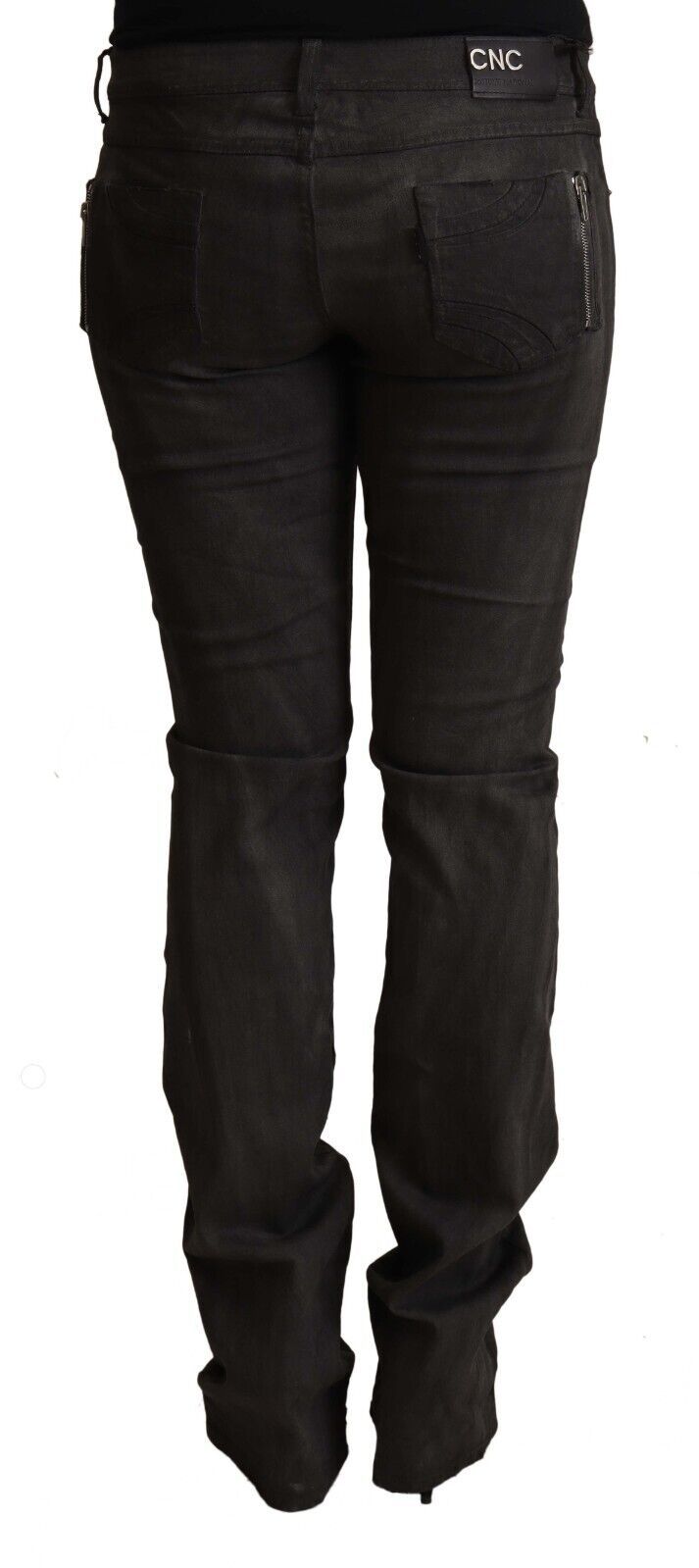 Elegante mittlere Taille dünne schwarze Hose