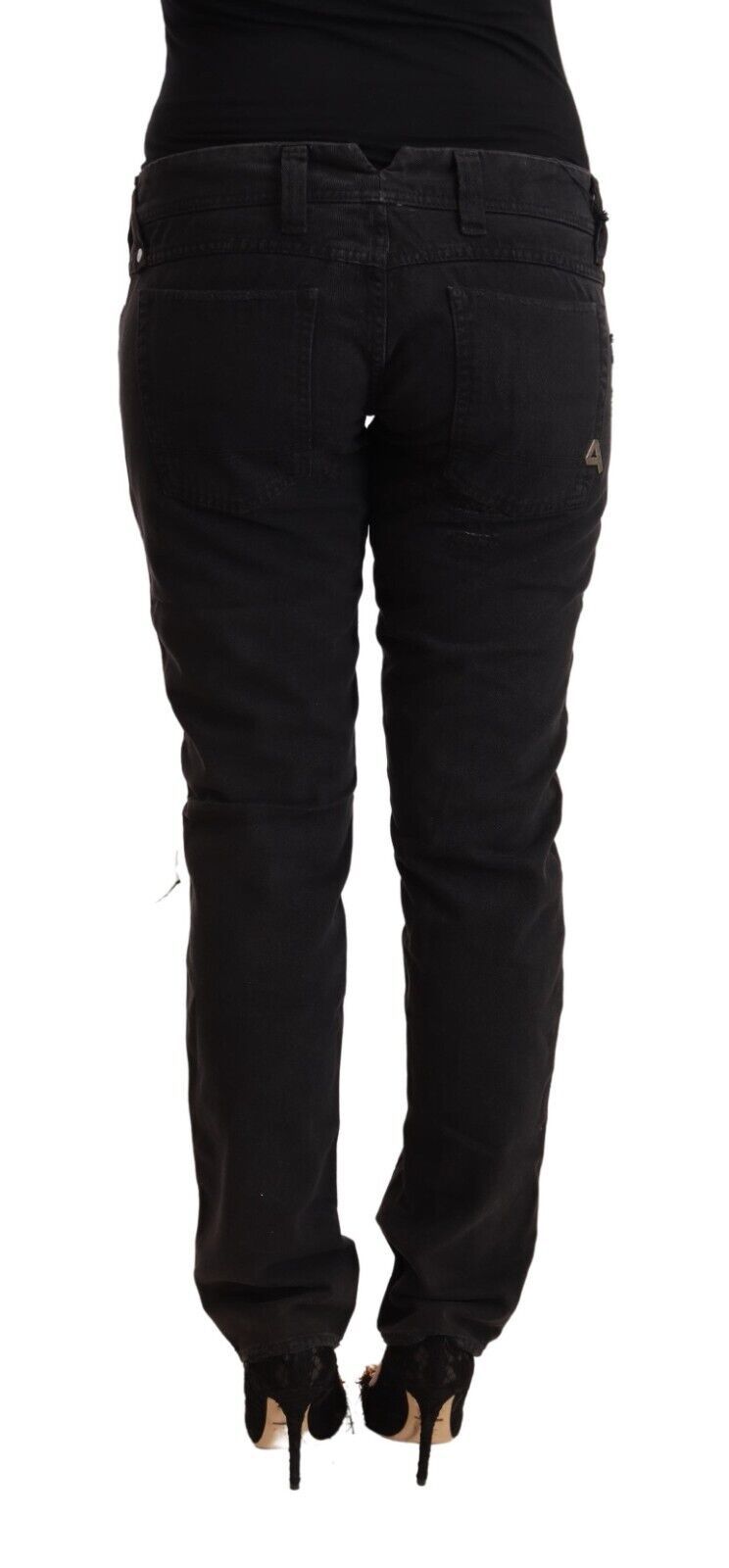 Chic jeans de ajuste negro de cintura baja