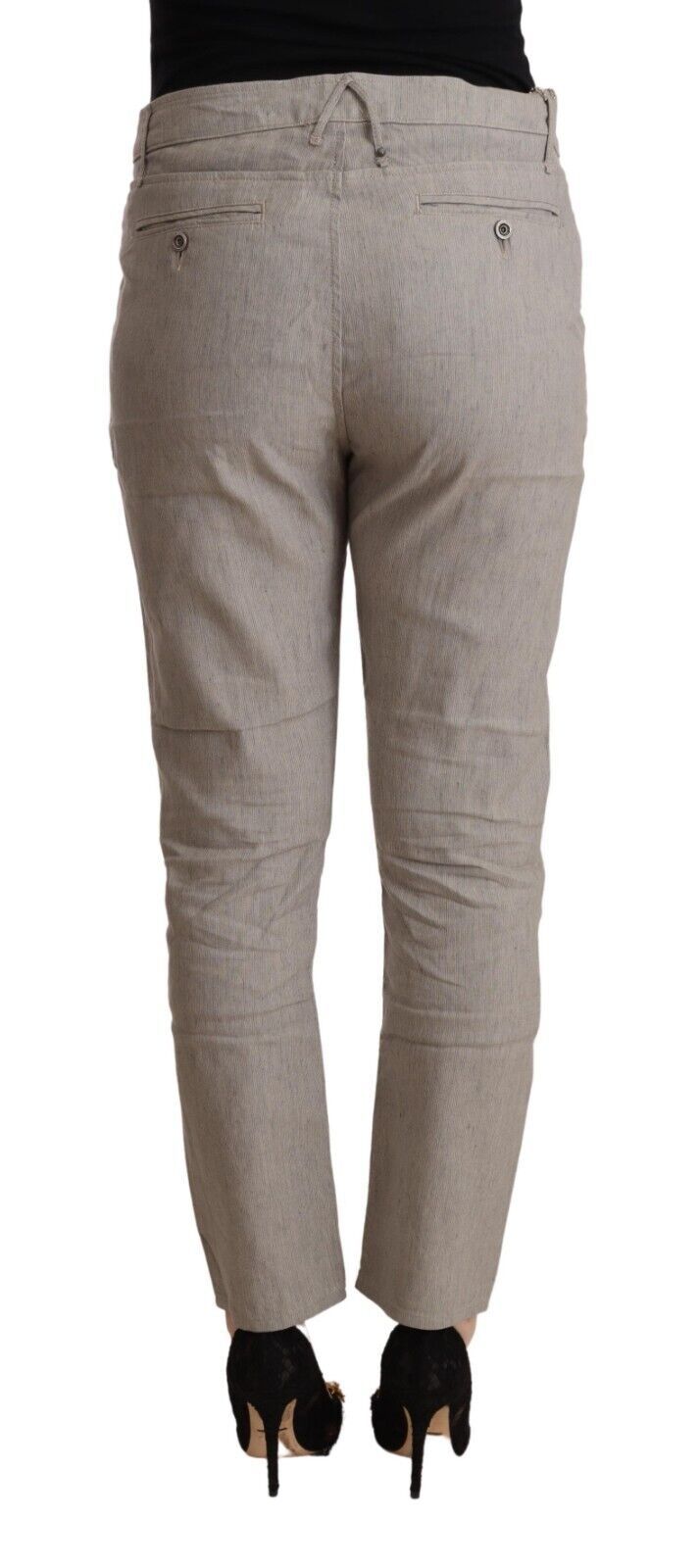 Eleganti pantaloni di lino rastremati grigio chiaro