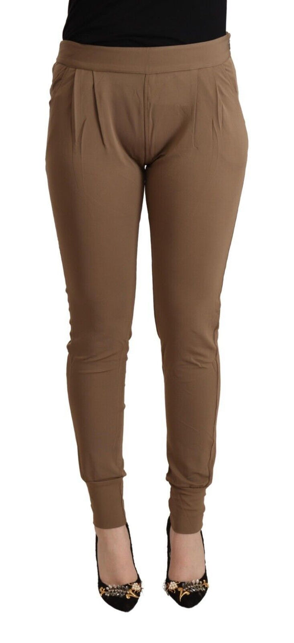 Chic Brown Mid Waist Capered Pants