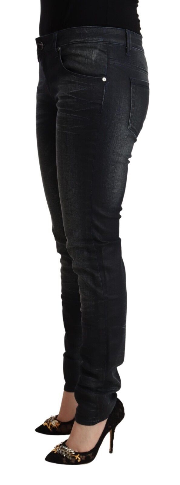 Jeans de ajuste delgados negros y elegantes