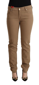 Élégant pantalon skinny de taille brun marron