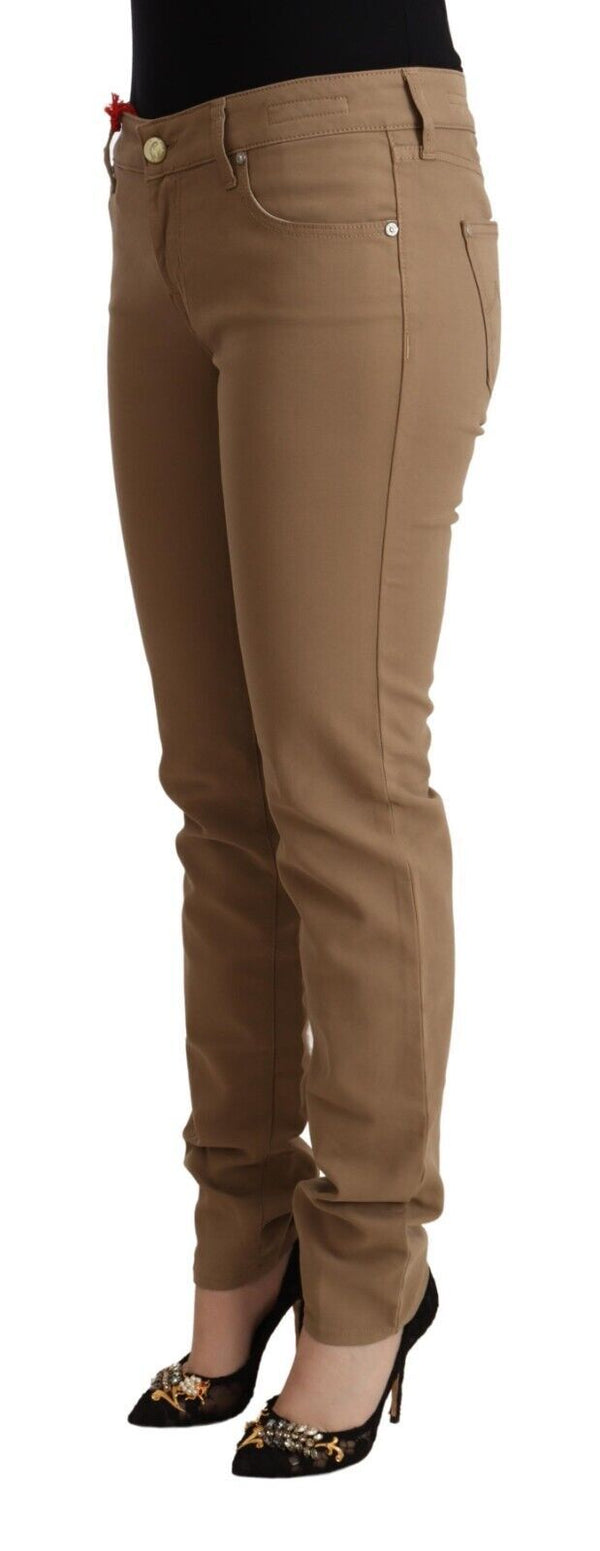 Élégant pantalon skinny de taille brun marron