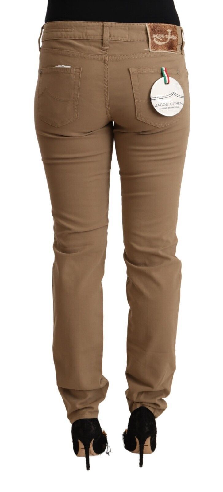 Elegant Brown Mid Waist Skinny Pants