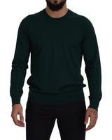 Elegant Green Crewneck Cashmere Sweater