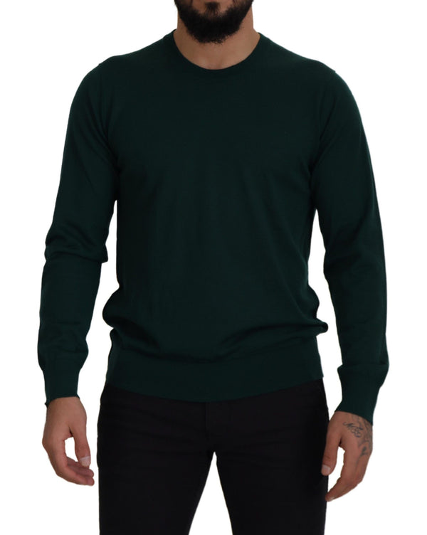 Eleganter grüner Crewneck -Kaschmirpullover