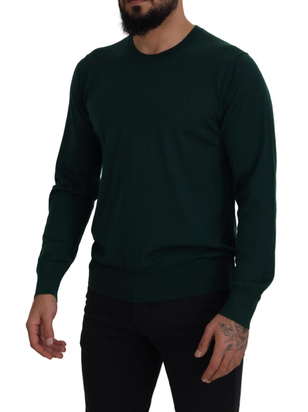 Elegante maglione di cashmere a equipaggiamento verde