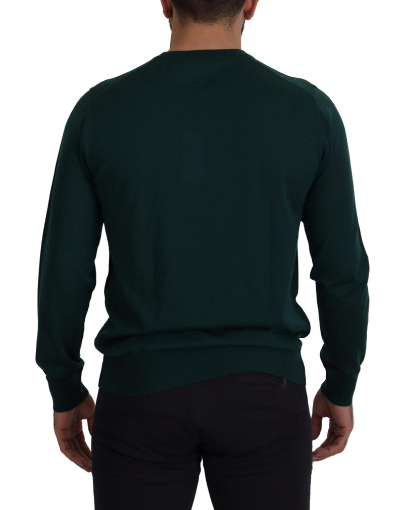 Elegante maglione di cashmere a equipaggiamento verde