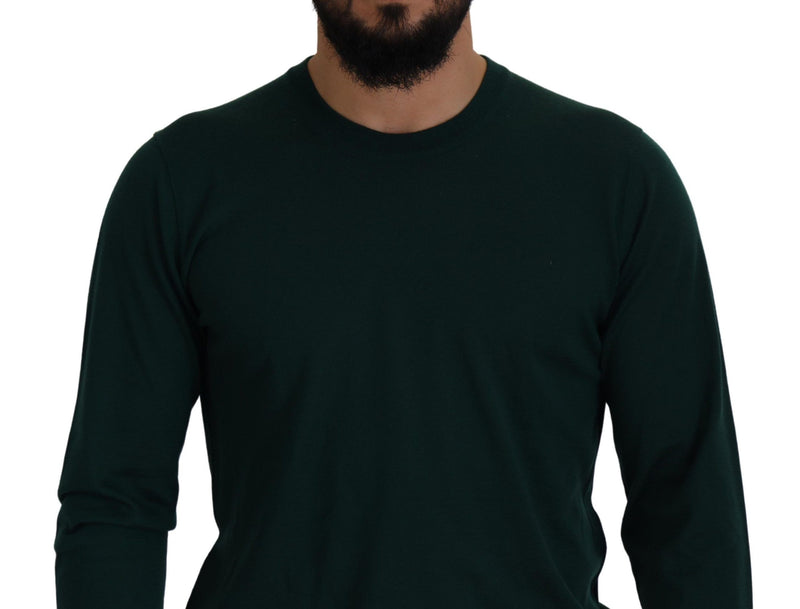 Elegante maglione di cashmere a equipaggiamento verde