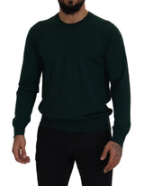 Elegante maglione di cashmere a equipaggiamento verde